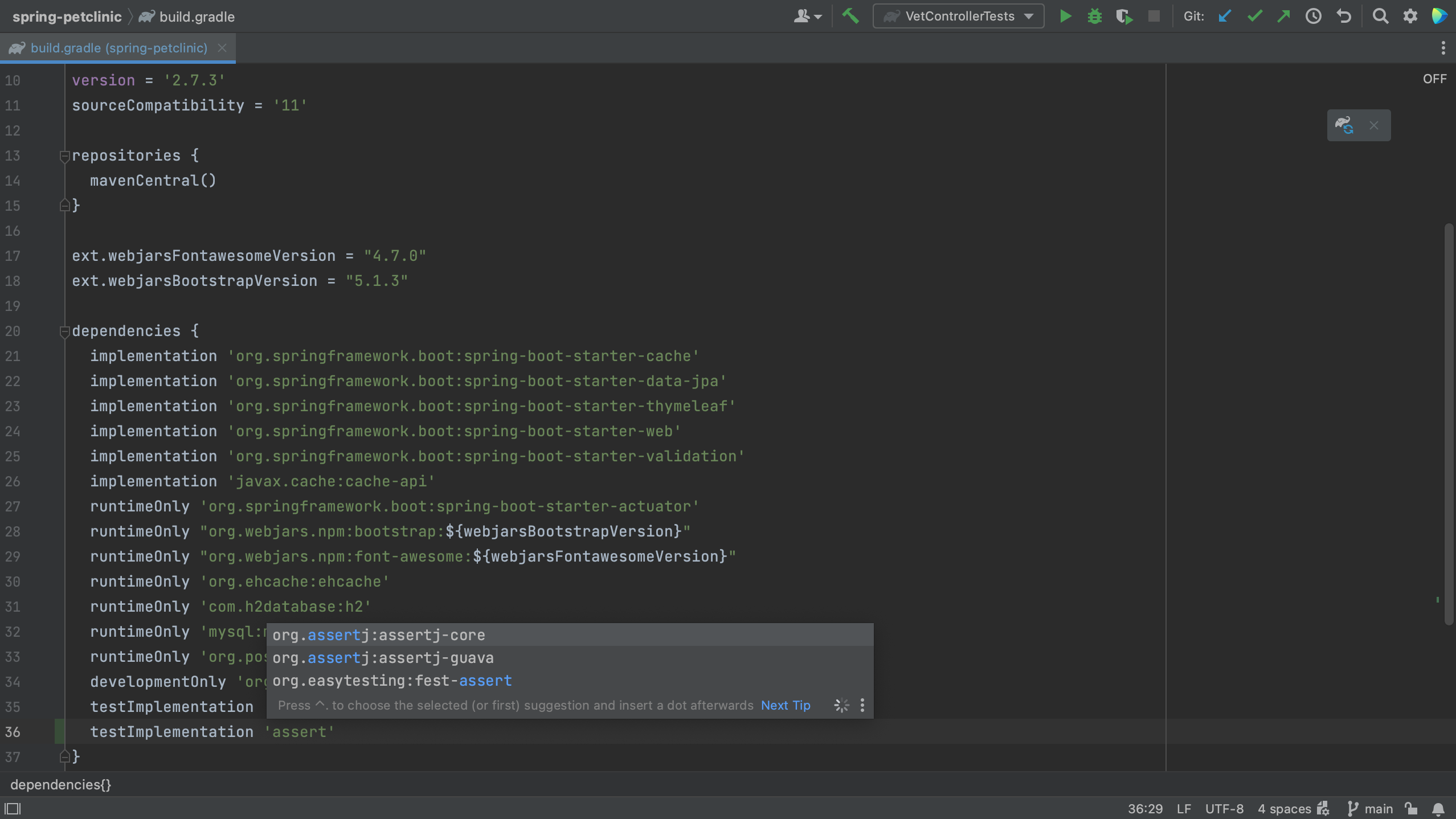 Code completion in build.gradle