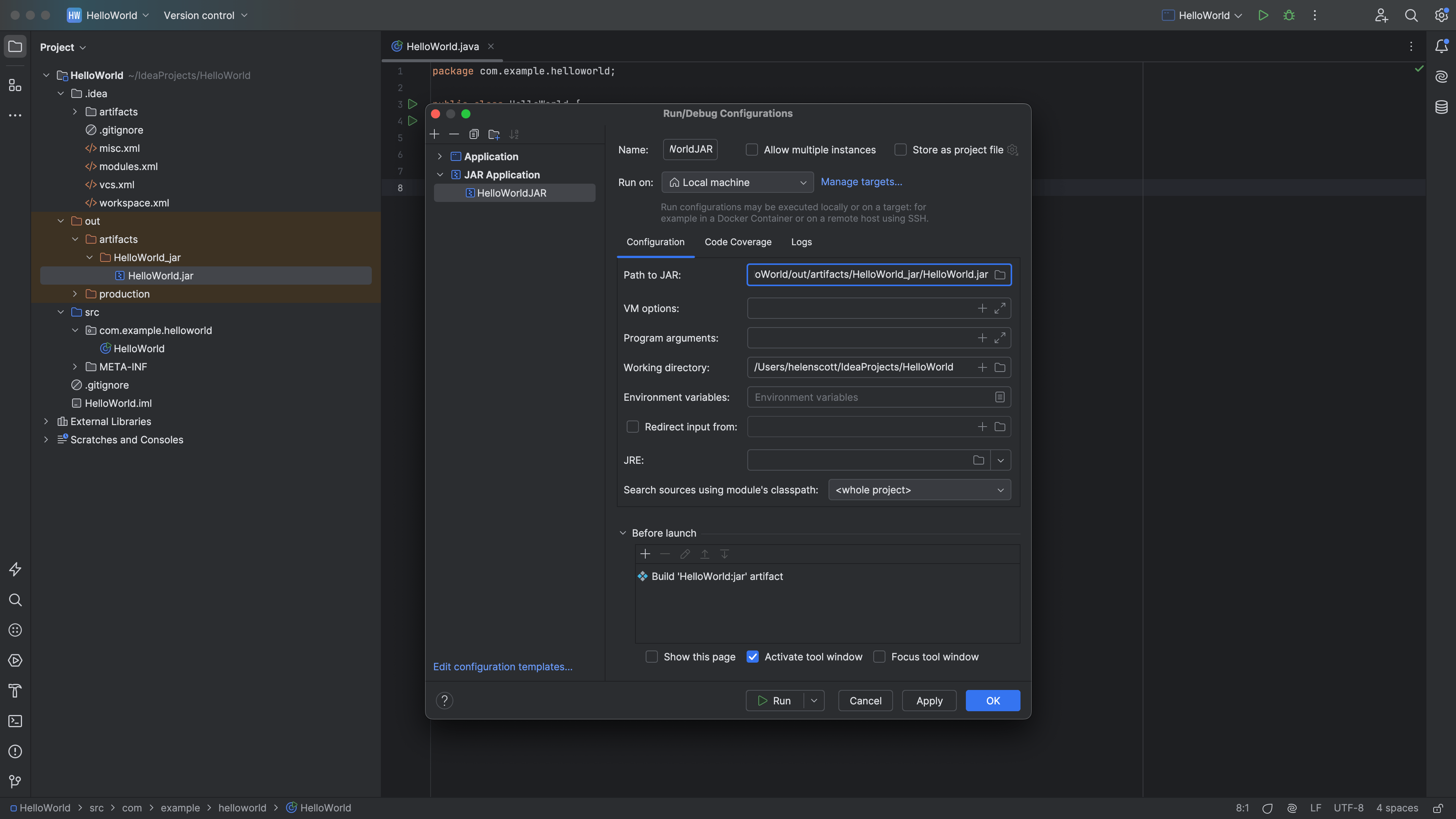 Adding new JAR configuration