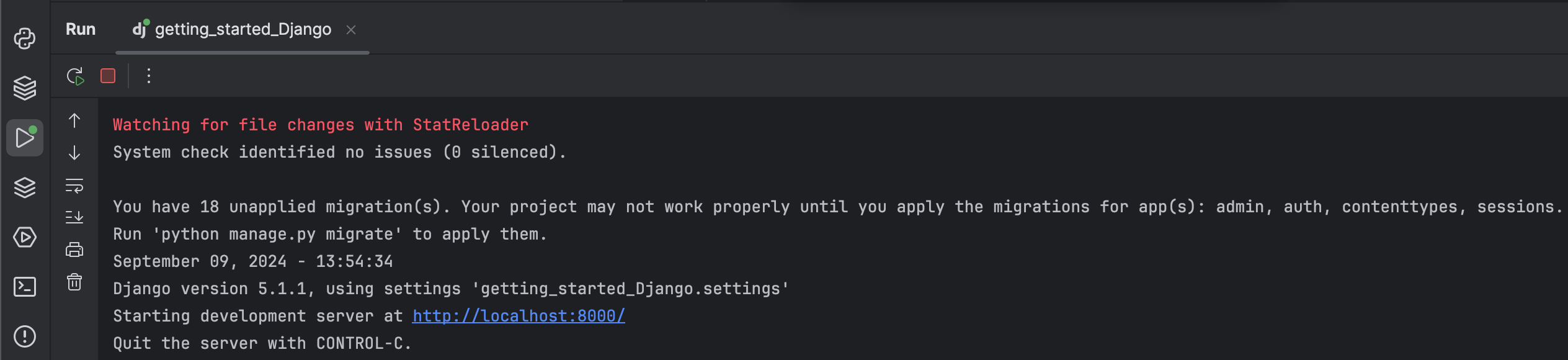 Django Run Output