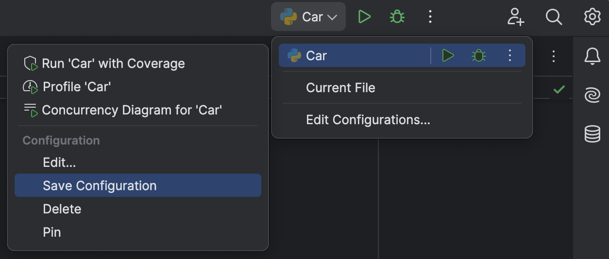 Save project configuration