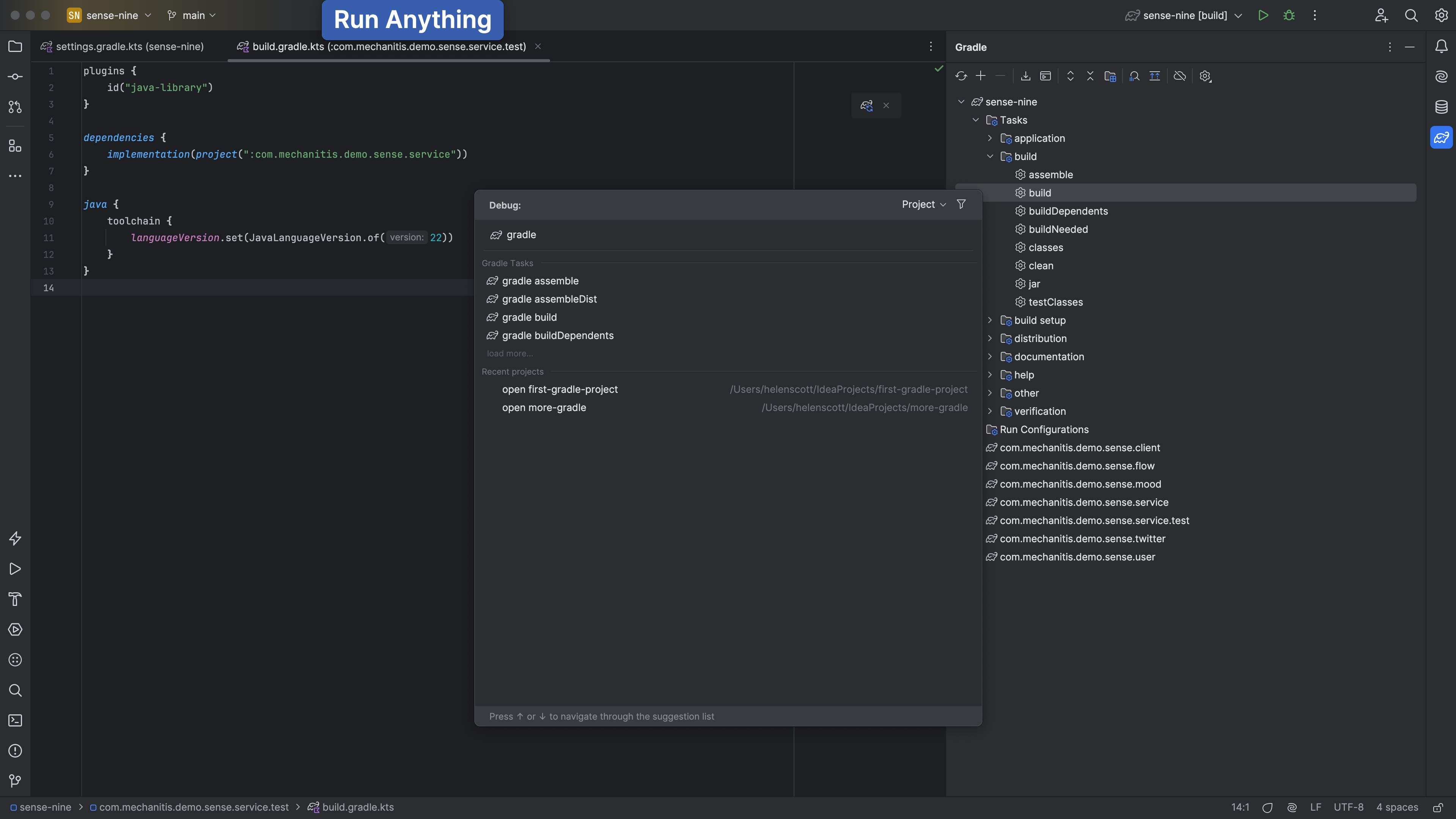 Running Gradle tasks