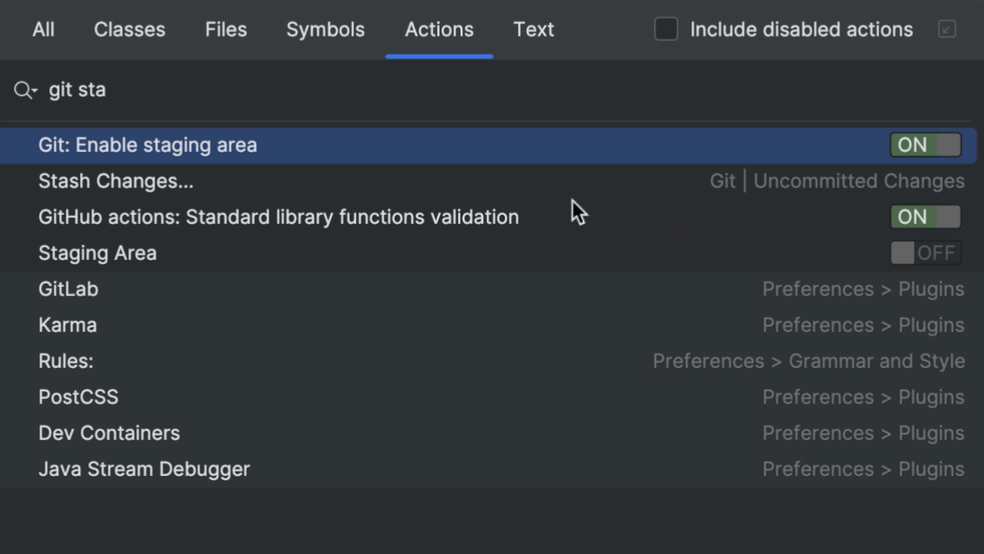 Enable Git Staging