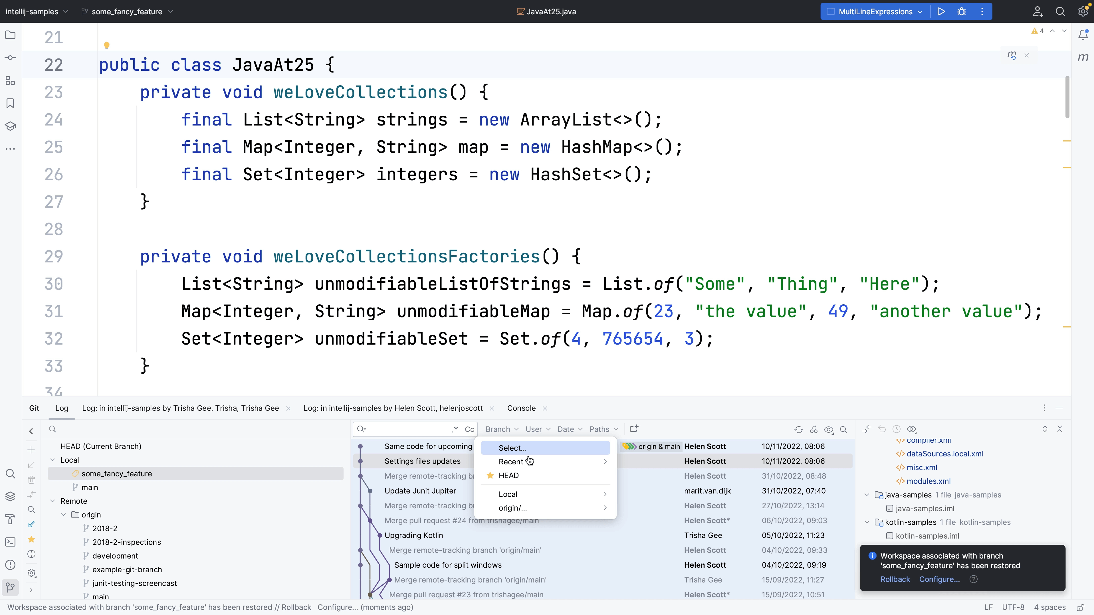 Working with the Git tool window