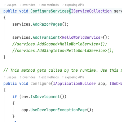 Dependency Injection and ConfigureServices