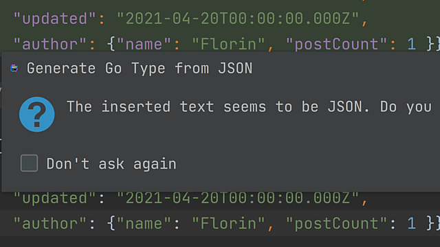 Convert JSON to Go Types