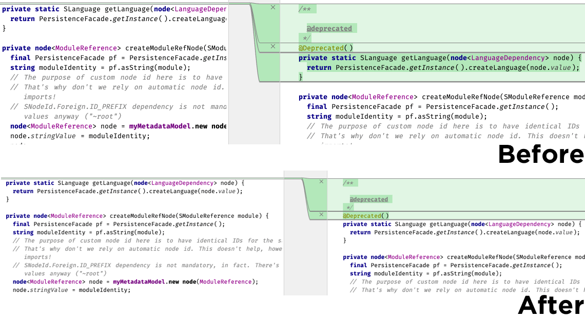 Improved display of node attribute changes