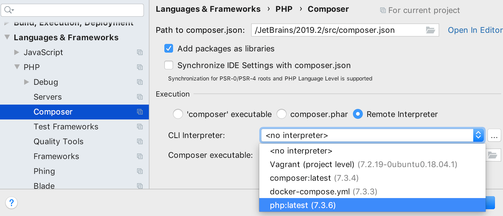 通过任何远程 PHP 解释器运行 Composer