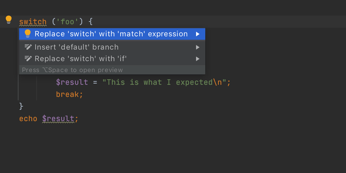 将 switch 语句转换为 match 表达式