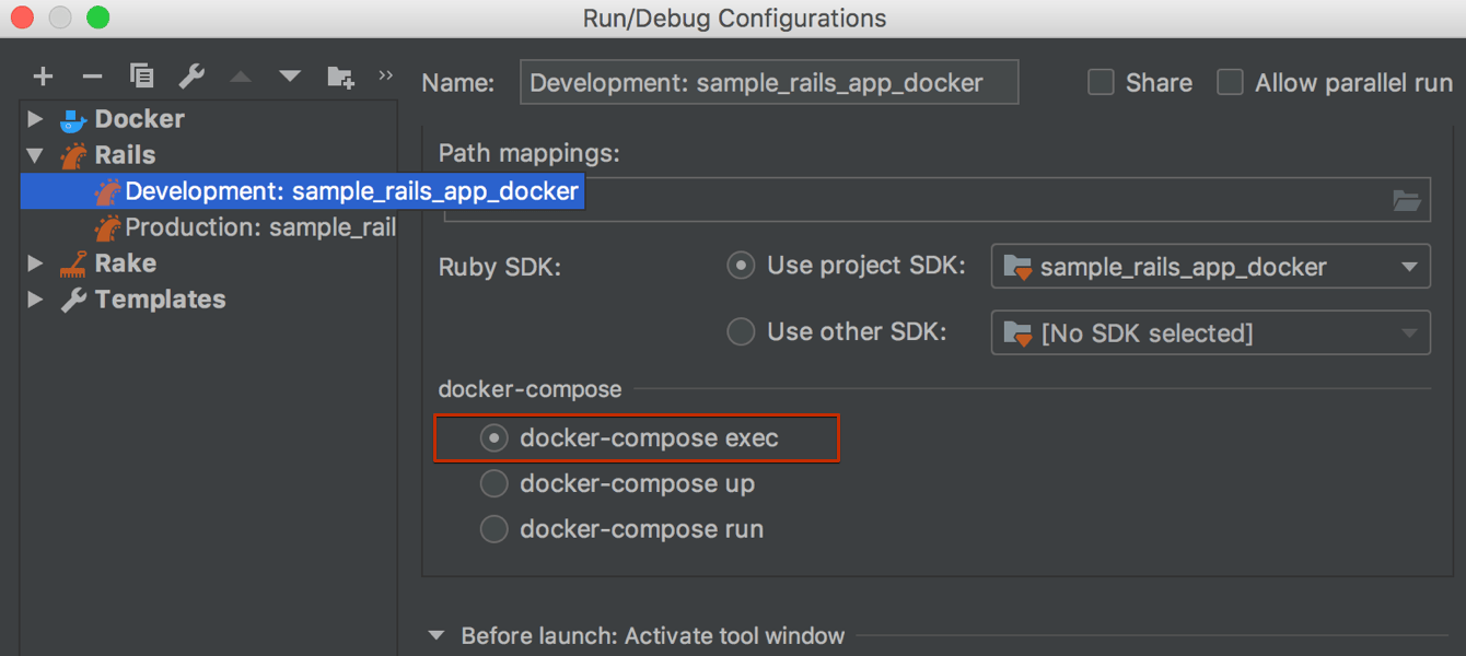 Docker-compose exec